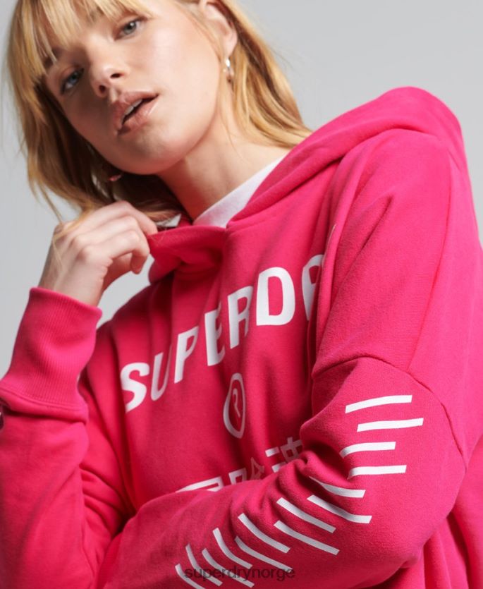Superdry rosa klær 86P46D6098 code core sport crop box hettegenser kvinner
