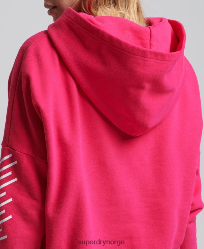 Superdry rosa klær 86P46D6098 code core sport crop box hettegenser kvinner