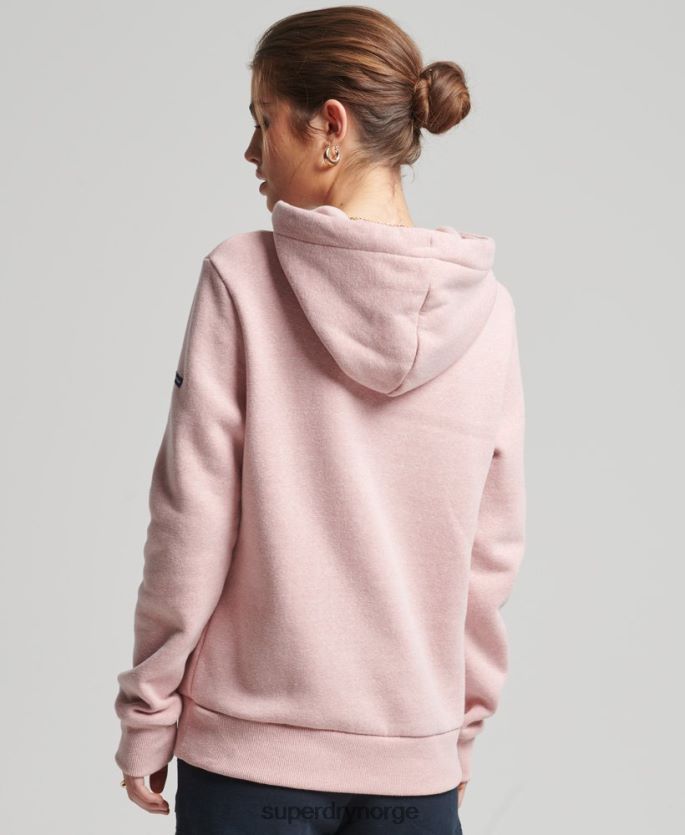 Superdry rosa klær 86P46D6121 hettegenser med preget grafisk logo kvinner