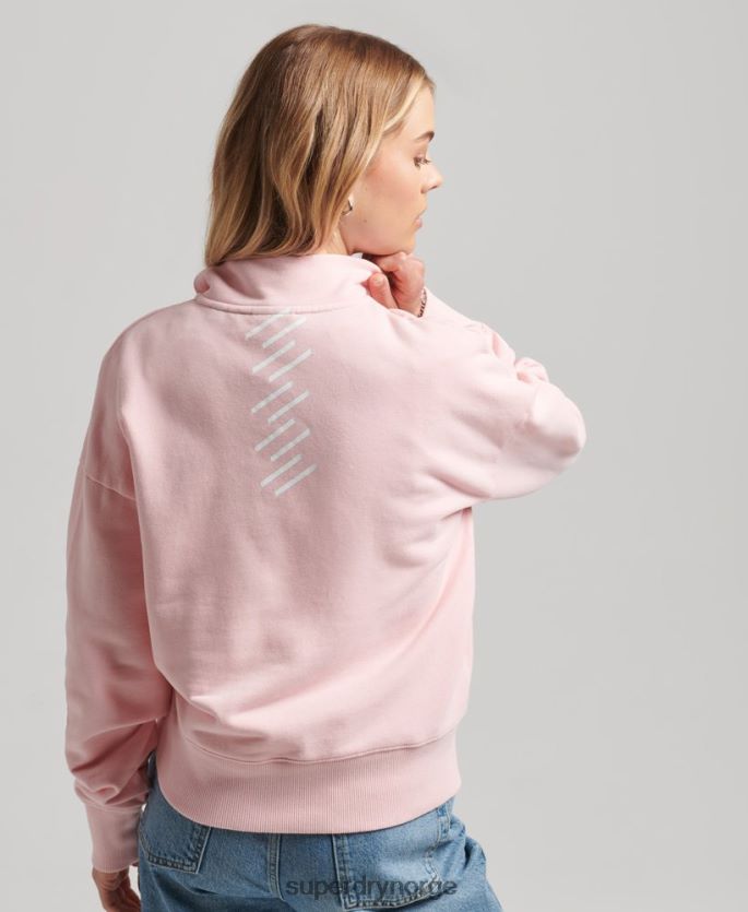 Superdry rosa klær 86P46D6132 core sport topp med halv glidelås kvinner