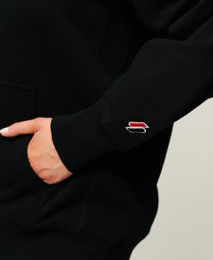 Superdry svart klær 86P46D1982 code heraldry oversized hettegenser kvinner