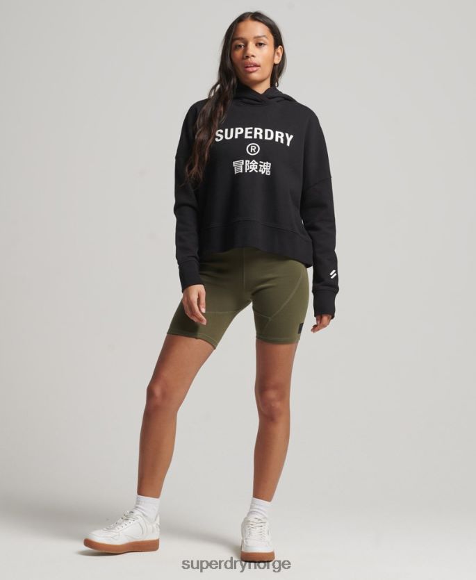 Superdry svart klær 86P46D2302 core sport crop box hettegenser kvinner