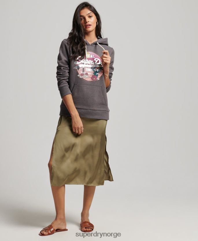 Superdry svart klær 86P46D2305 vintage logo-fortelling hettegenser kvinner