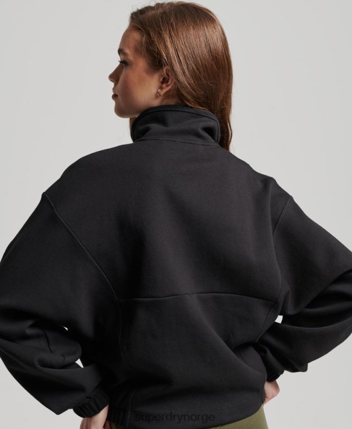 Superdry svart klær 86P46D3281 tech batwing sweatshirt med halv glidelås kvinner