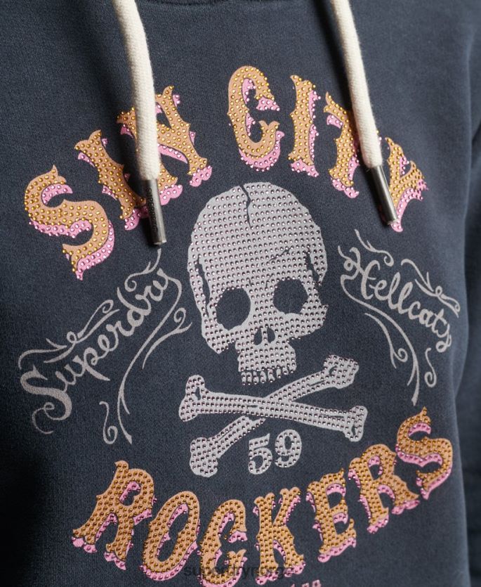 Superdry svart klær 86P46D3300 merke hettegenser i metall kvinner