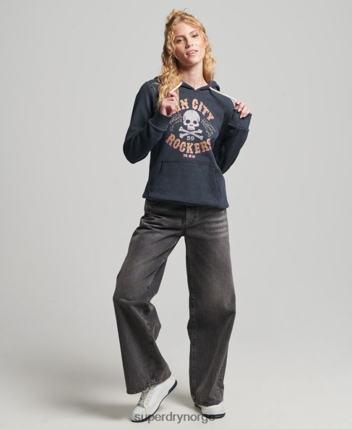 Superdry svart klær 86P46D3300 merke hettegenser i metall kvinner