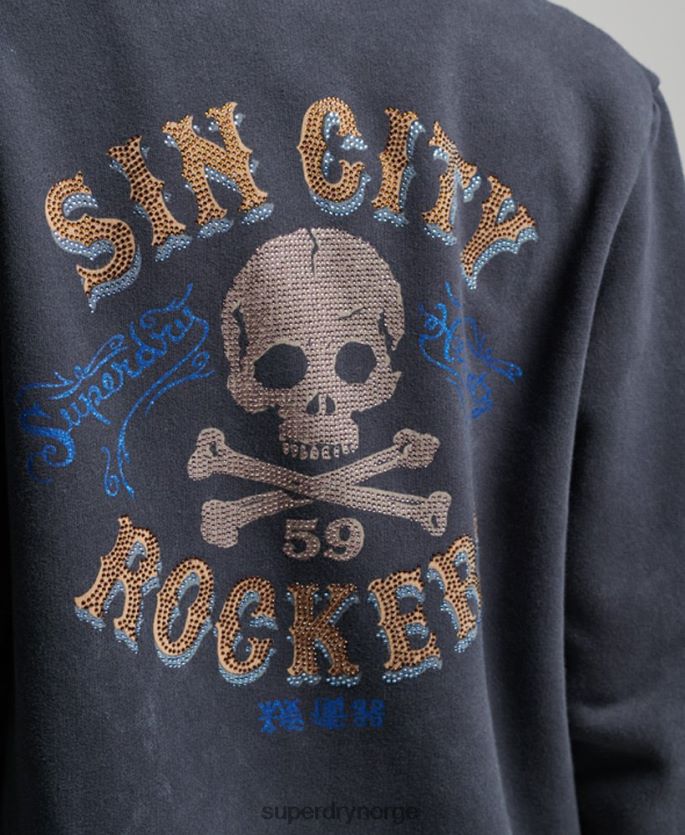 Superdry svart klær 86P46D3310 vintage merch store hettegenser med glidelås kvinner