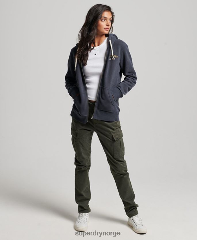 Superdry svart klær 86P46D3310 vintage merch store hettegenser med glidelås kvinner