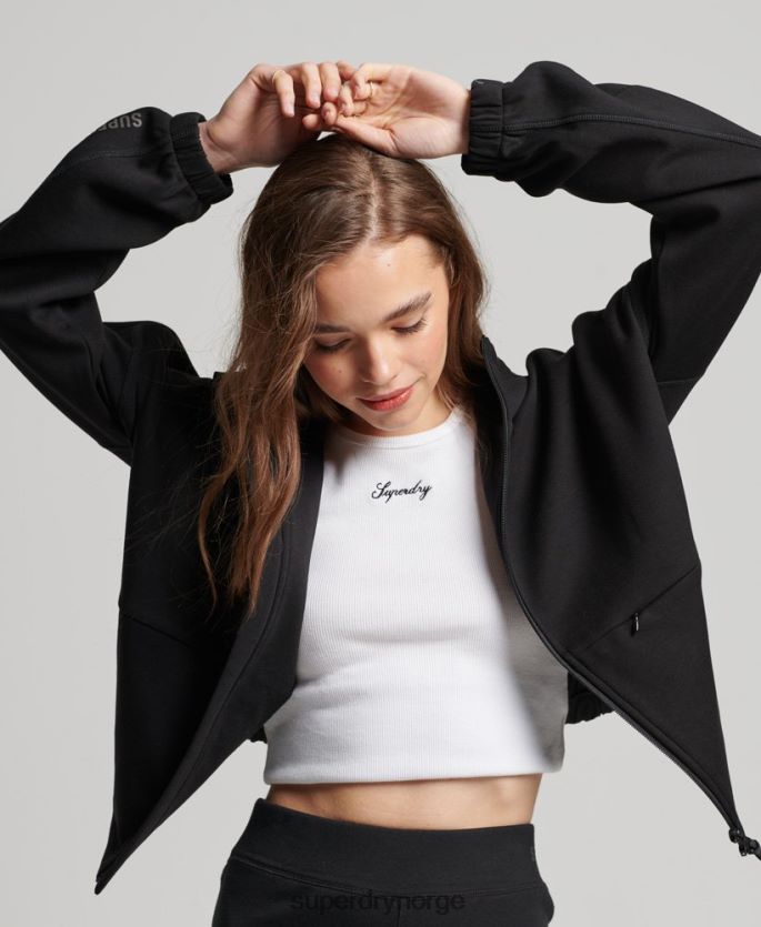 Superdry svart klær 86P46D3342 kode tech hettegenser med glidelås kvinner
