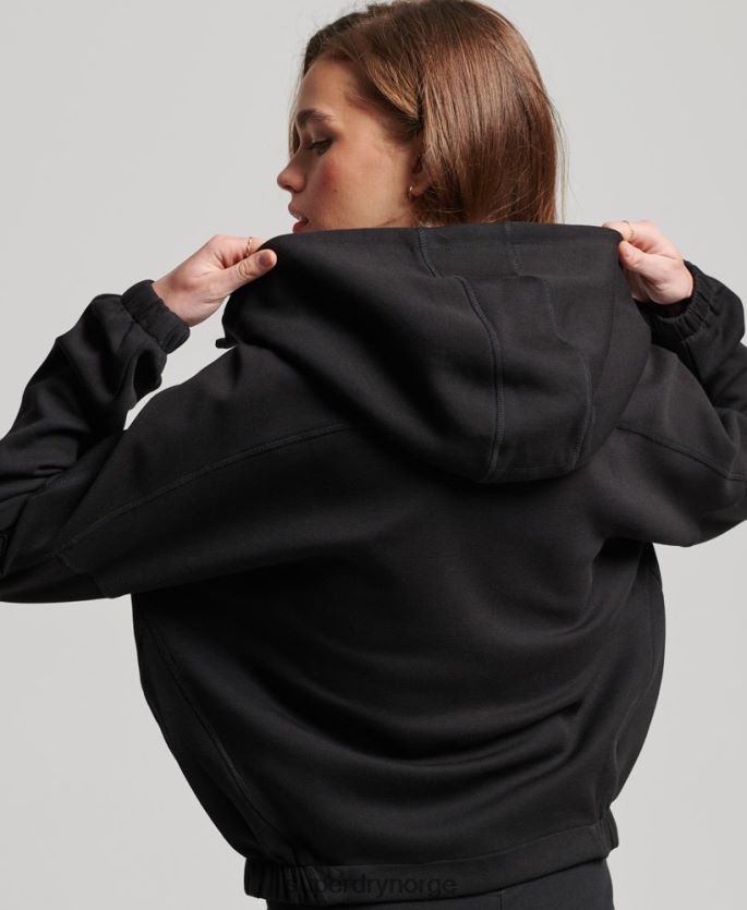 Superdry svart klær 86P46D3342 kode tech hettegenser med glidelås kvinner