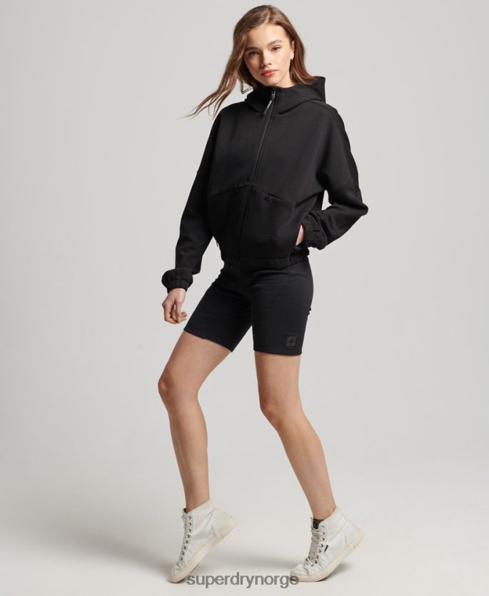 Superdry svart klær 86P46D3342 kode tech hettegenser med glidelås kvinner