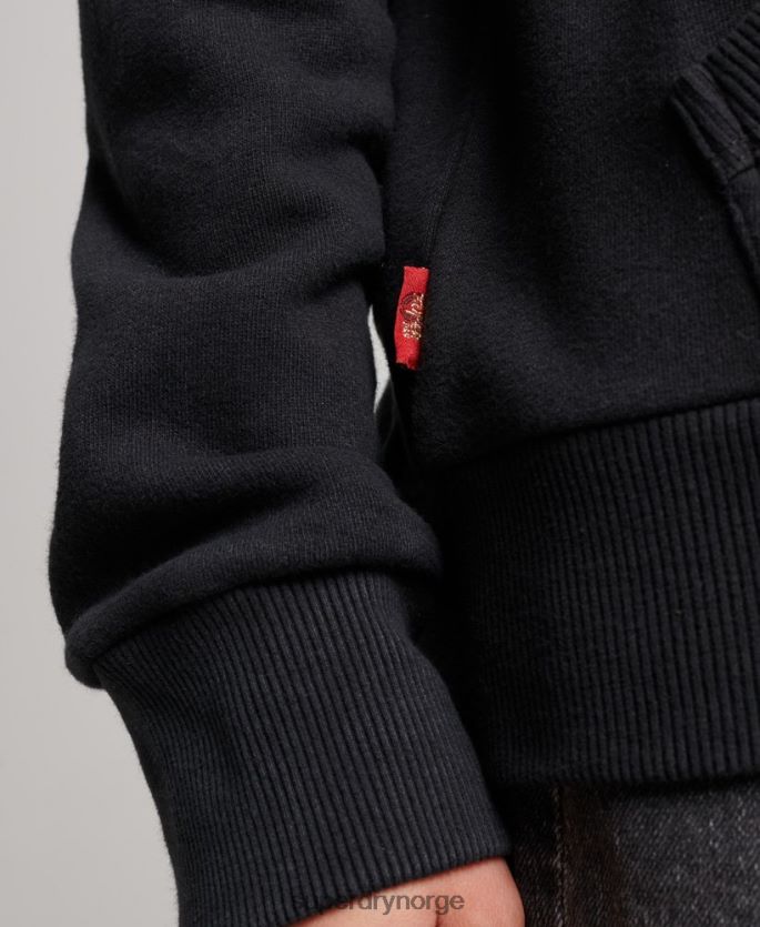 Superdry svart klær 86P46D3351 vintage merch store hettegenser med glidelås kvinner