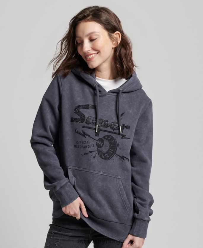 Superdry svart klær 86P46D3367 vintage merch store hettegenser kvinner