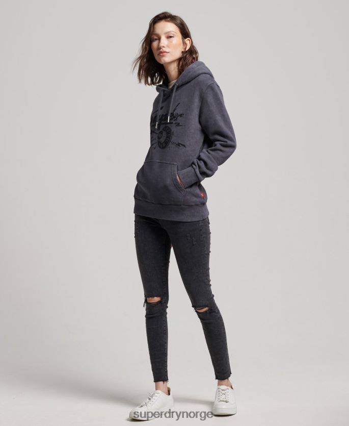 Superdry svart klær 86P46D3367 vintage merch store hettegenser kvinner