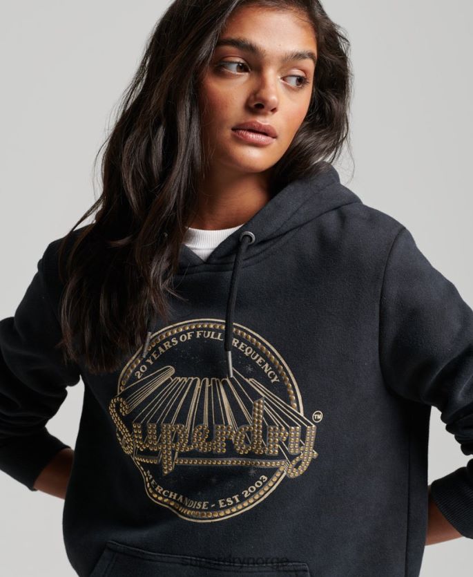 Superdry svart klær 86P46D3368 vintage merch store hettegenser kvinner