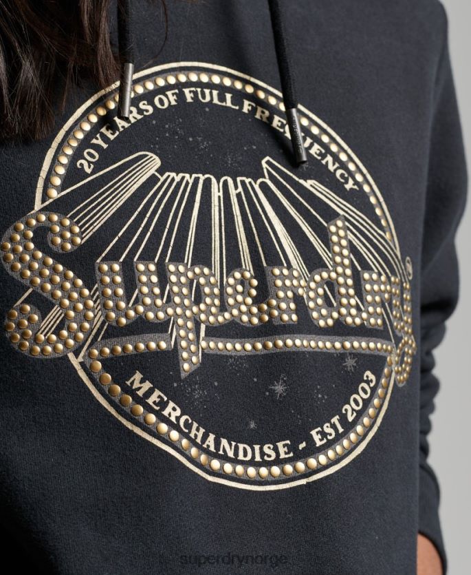 Superdry svart klær 86P46D3368 vintage merch store hettegenser kvinner