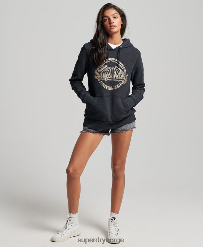 Superdry svart klær 86P46D3368 vintage merch store hettegenser kvinner