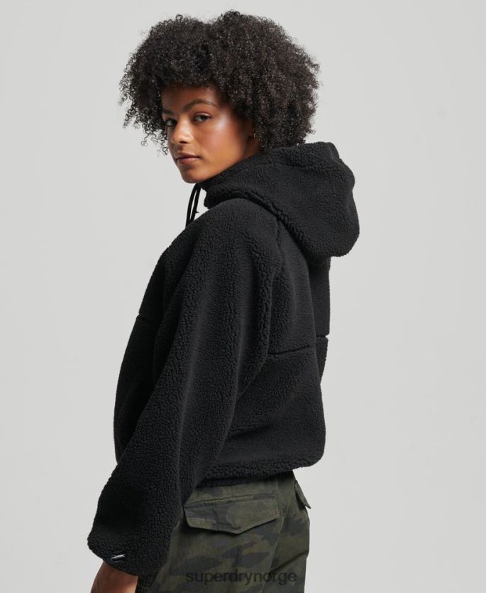Superdry svart klær 86P46D3401 borg hettegenser med glidelås kvinner