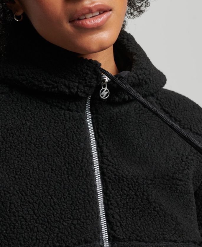 Superdry svart klær 86P46D3401 borg hettegenser med glidelås kvinner