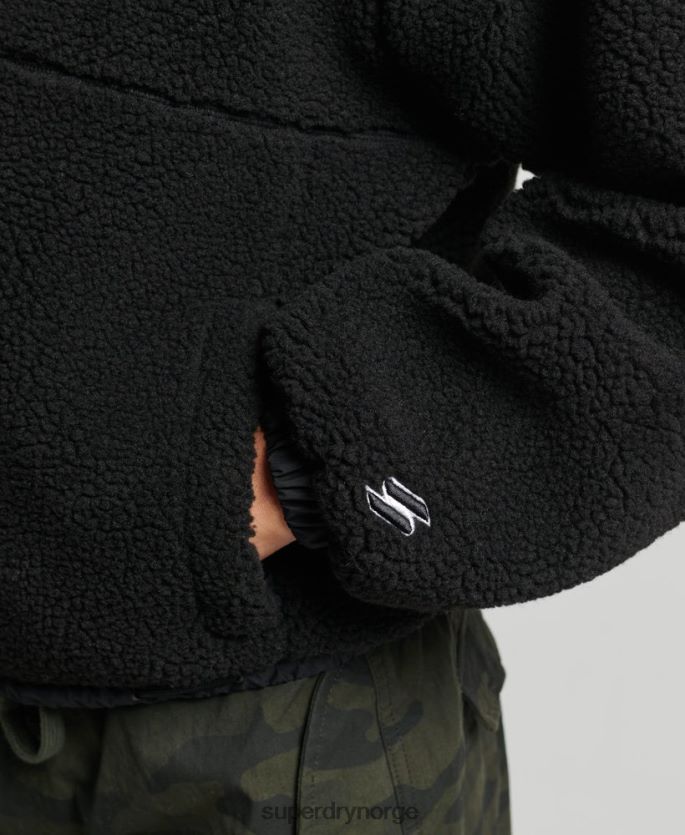 Superdry svart klær 86P46D3401 borg hettegenser med glidelås kvinner