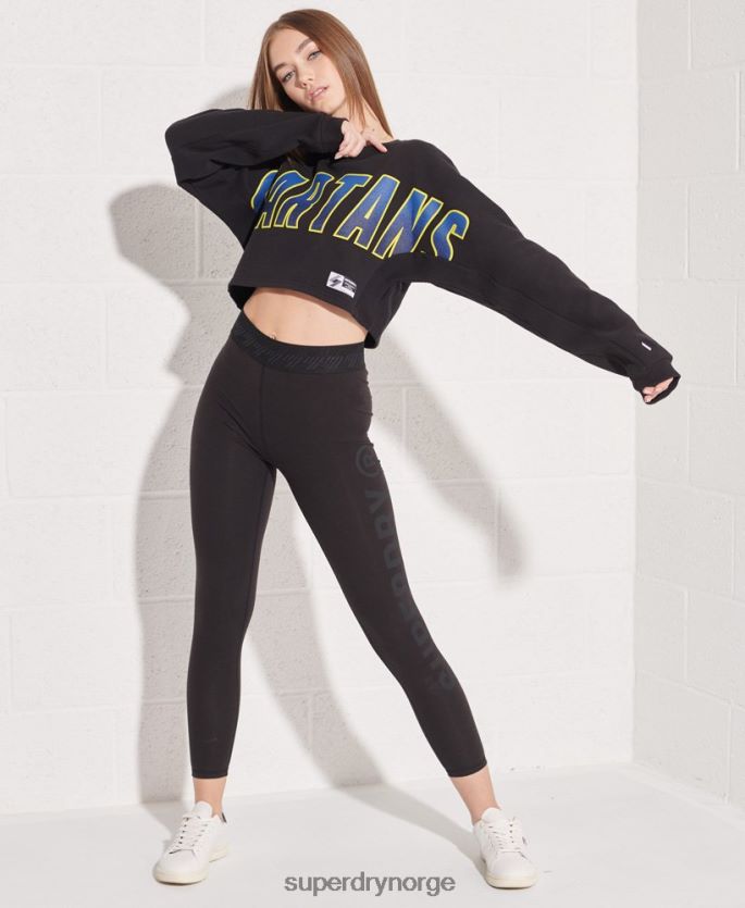 Superdry svart klær 86P46D3448 franchise-beskåret genser for flaggermus-mannskap kvinner