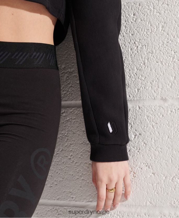 Superdry svart klær 86P46D3448 franchise-beskåret genser for flaggermus-mannskap kvinner