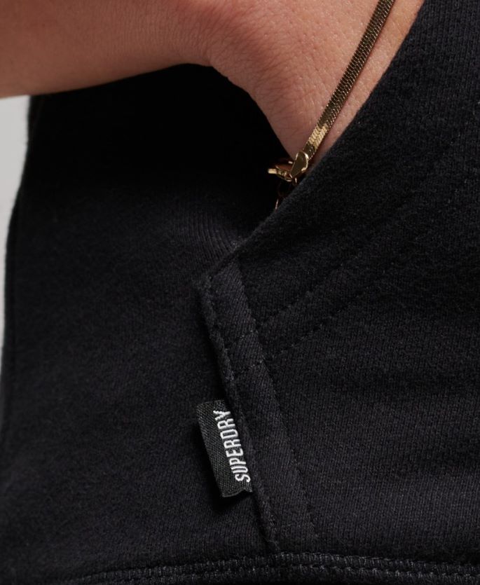 Superdry svart klær 86P46D3464 vintage logo brodert hettegenser med glidelås kvinner