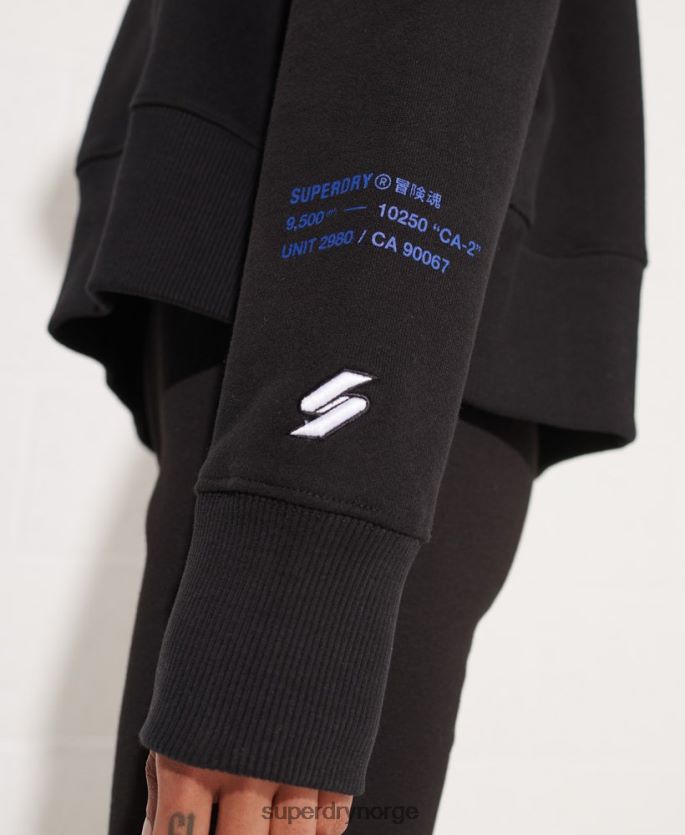 Superdry svart klær 86P46D3470 cooperate logo crop hettegenser kvinner