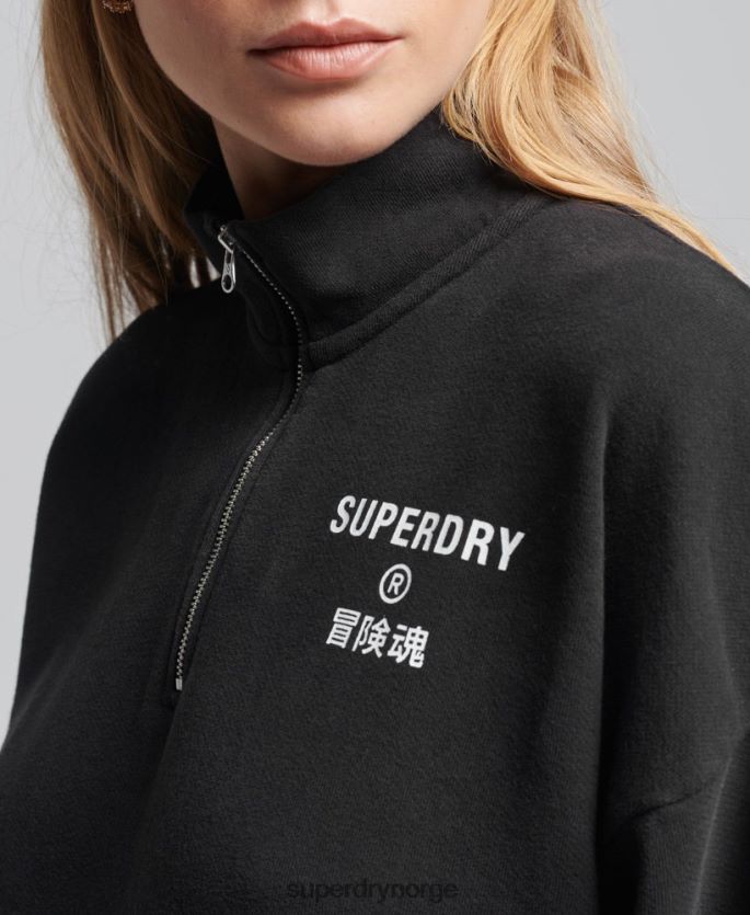 Superdry svart klær 86P46D3486 core sport topp med halv glidelås kvinner