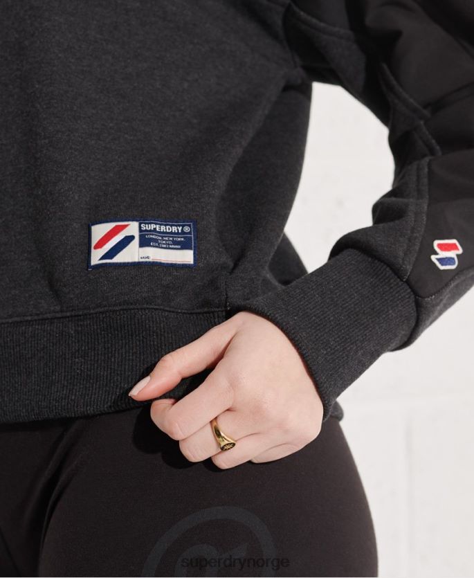 Superdry svart klær 86P46D3492 sportstyle dolman genser med 1/4 glidelås kvinner