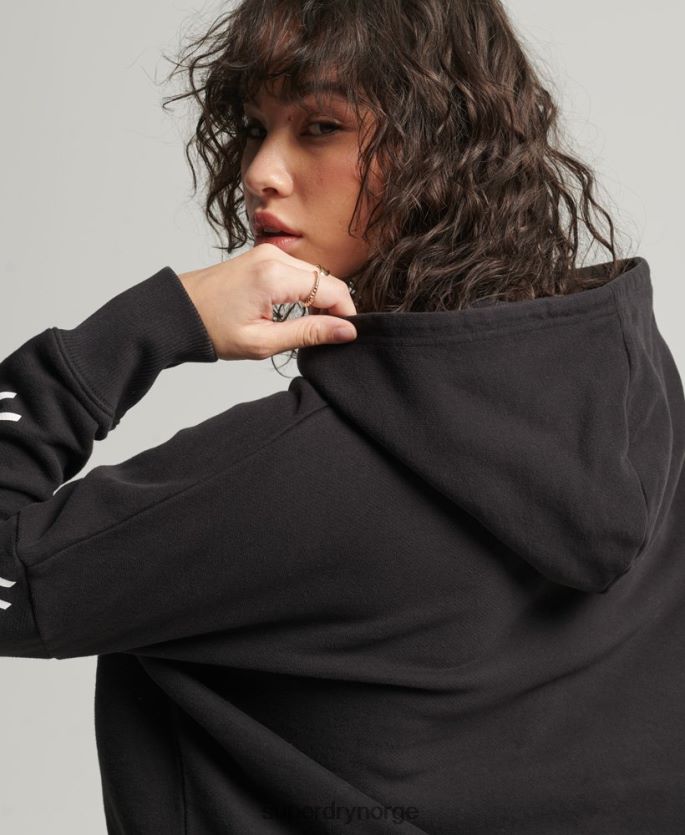 Superdry svart klær 86P46D3493 sport crop box hettegenser kvinner