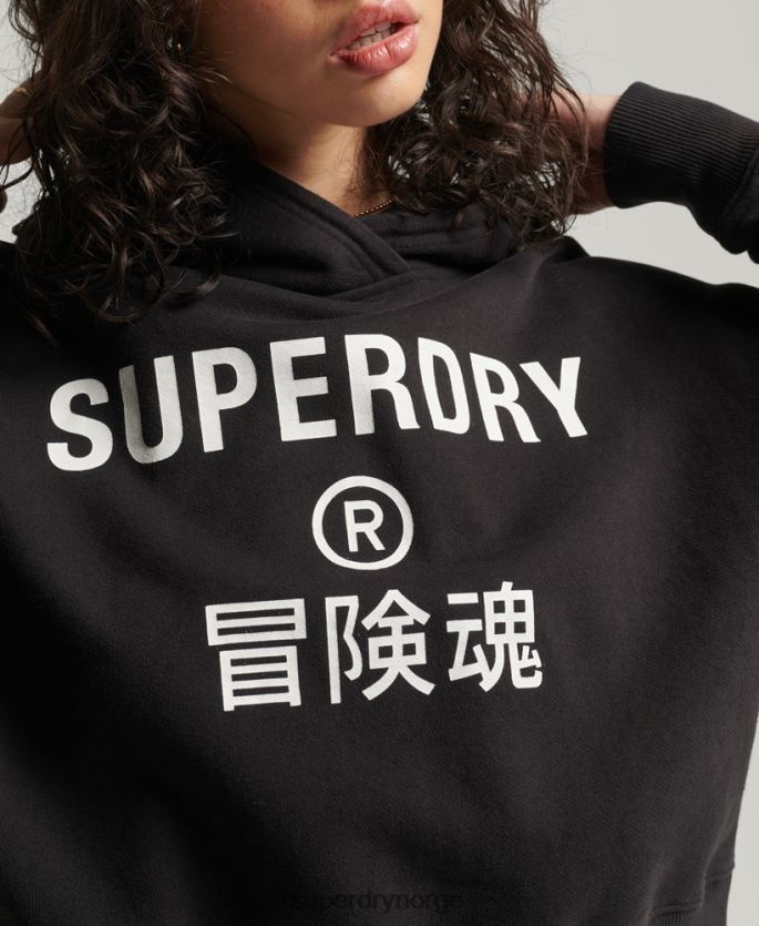 Superdry svart klær 86P46D3493 sport crop box hettegenser kvinner