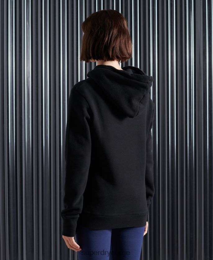 Superdry svart klær 86P46D3503 vintage logo nyc foto hettegenser kvinner