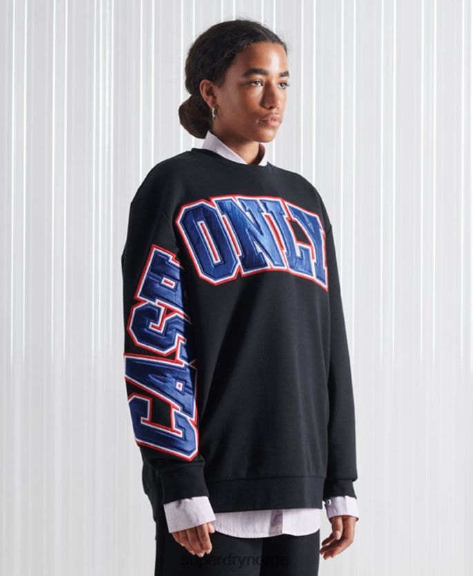 Superdry svart klær 86P46D5208 limited edition sdx applique sweatshirt kvinner