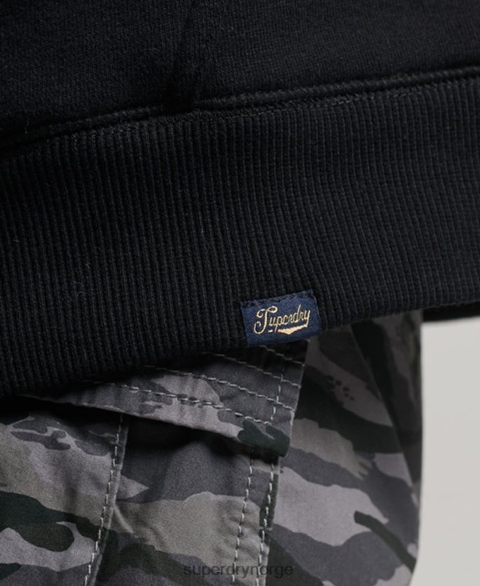 Superdry svart klær 86P46D5741 essensiell borg-fôret hettegenser med glidelås kvinner