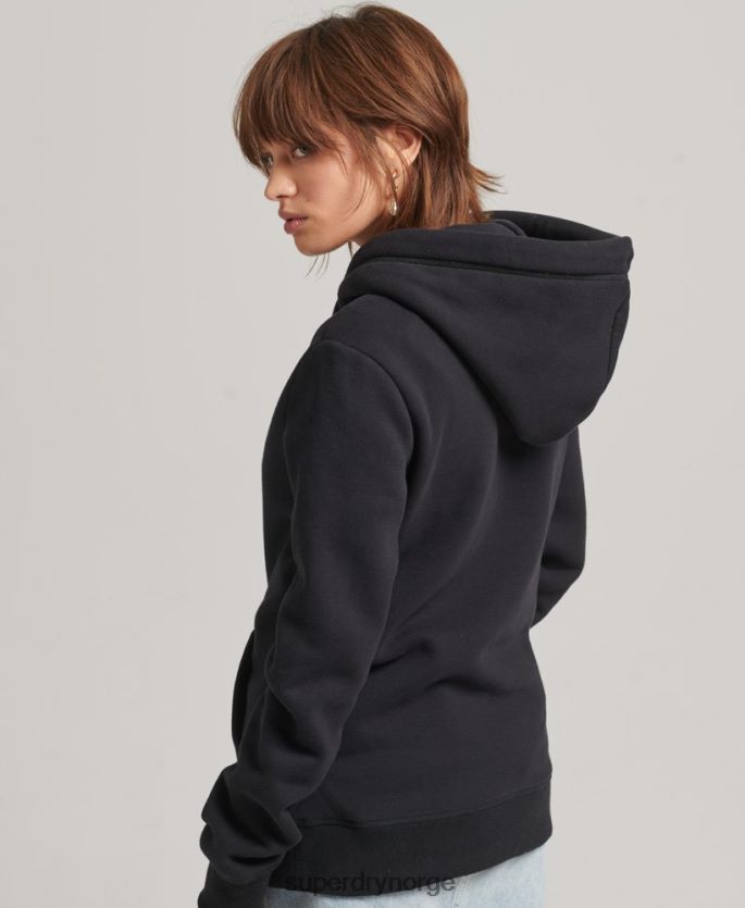 Superdry svart klær 86P46D5766 essensiell logo-hettegenser i økologisk bomull kvinner