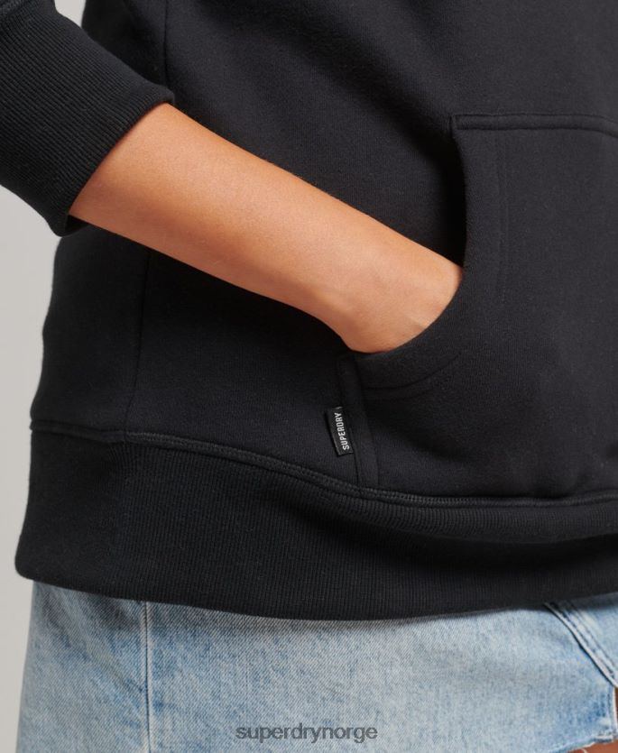 Superdry svart klær 86P46D5766 essensiell logo-hettegenser i økologisk bomull kvinner