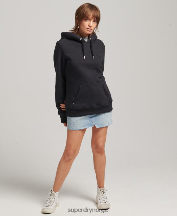 Superdry svart klær 86P46D5766 essensiell logo-hettegenser i økologisk bomull kvinner