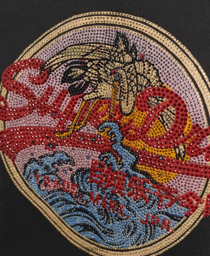 Superdry svart klær 86P46D5772 vintage logo narrativ rhinestone crew sweatshirt kvinner