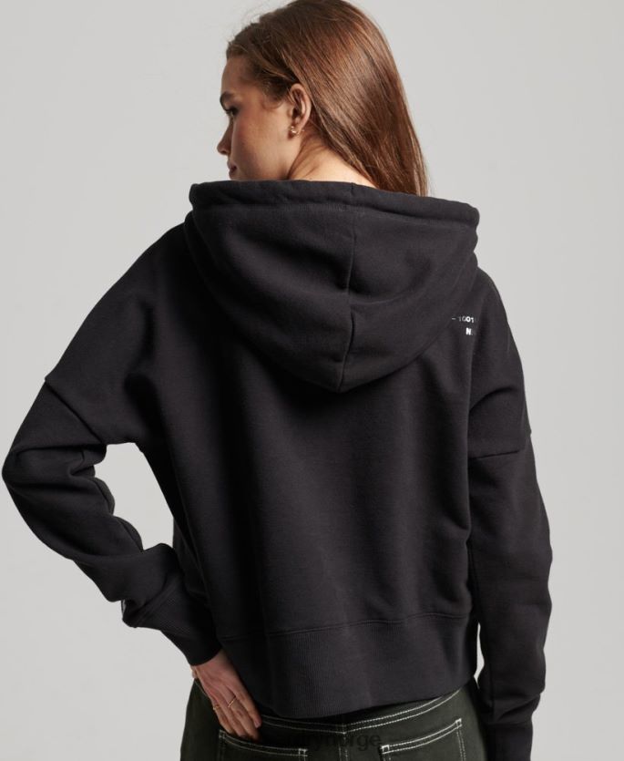 Superdry svart klær 86P46D5780 uavhengig hettegenser med logofolie kvinner
