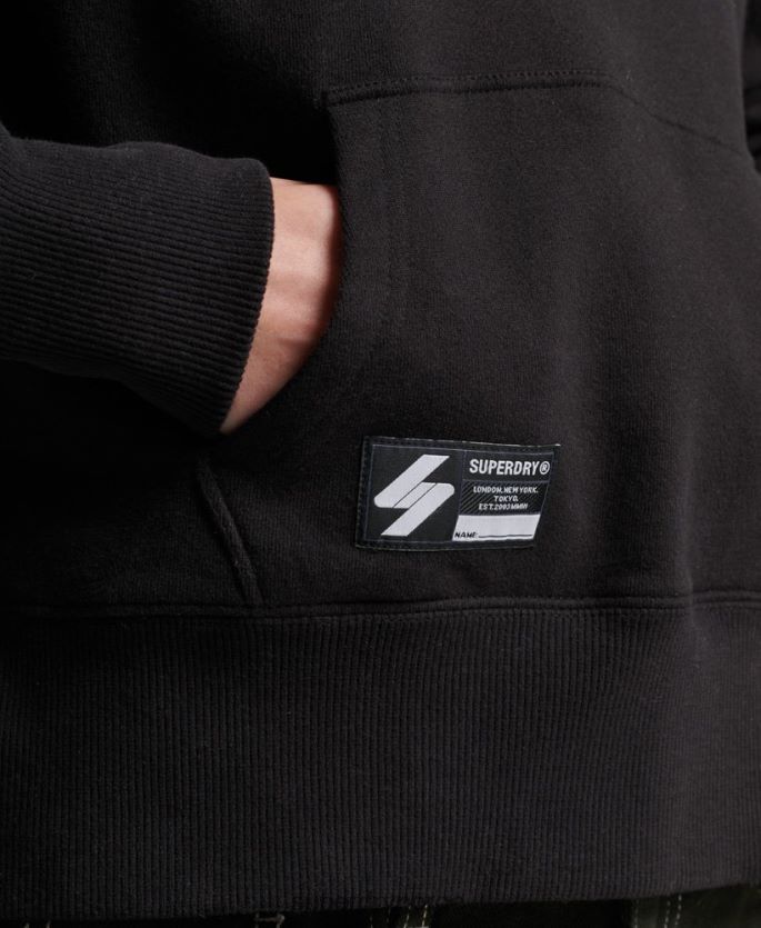 Superdry svart klær 86P46D5780 uavhengig hettegenser med logofolie kvinner