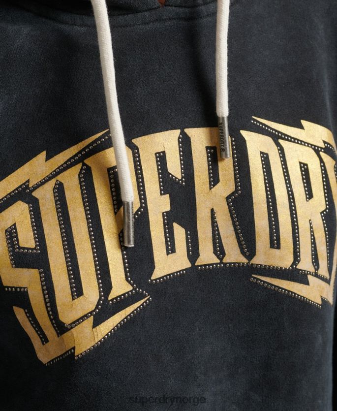 Superdry svart klær 86P46D5783 merke hettegenser i metall kvinner