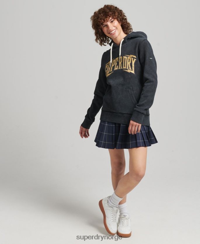 Superdry svart klær 86P46D5783 merke hettegenser i metall kvinner