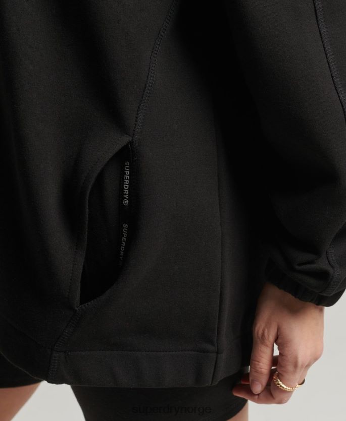 Superdry svart klær 86P46D5789 code tech oversized hettegenser kvinner