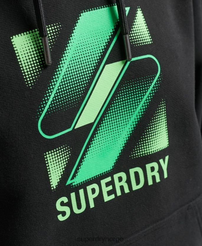 Superdry svart klær 86P46D5791 kode halvtone logo oversized hettegenser kvinner