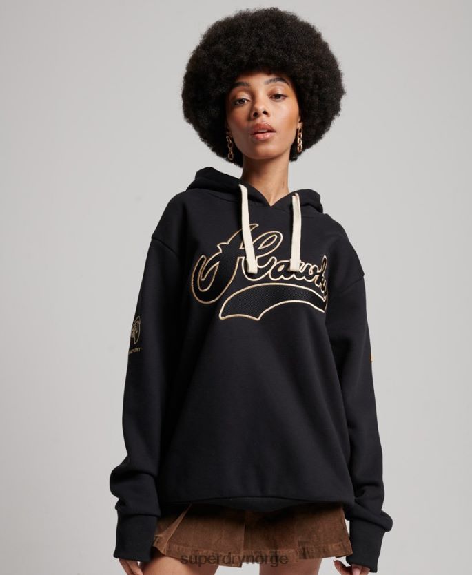 Superdry svart klær 86P46D5811 vintage collegiate hettegenser kvinner
