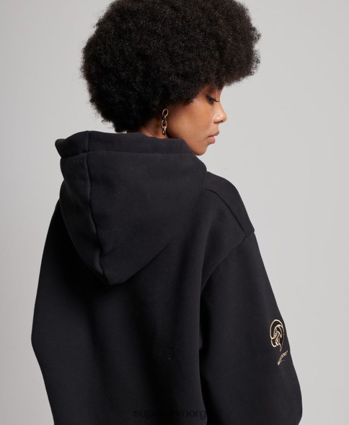 Superdry svart klær 86P46D5811 vintage collegiate hettegenser kvinner