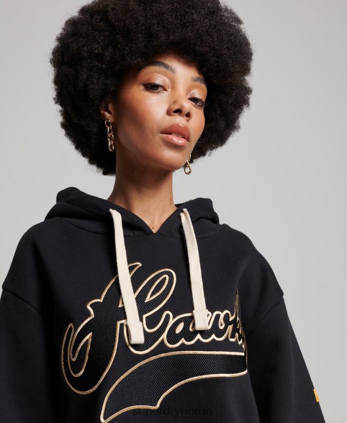 Superdry svart klær 86P46D5811 vintage collegiate hettegenser kvinner