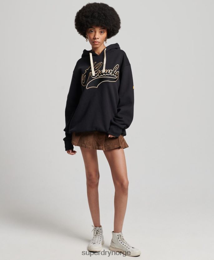 Superdry svart klær 86P46D5811 vintage collegiate hettegenser kvinner