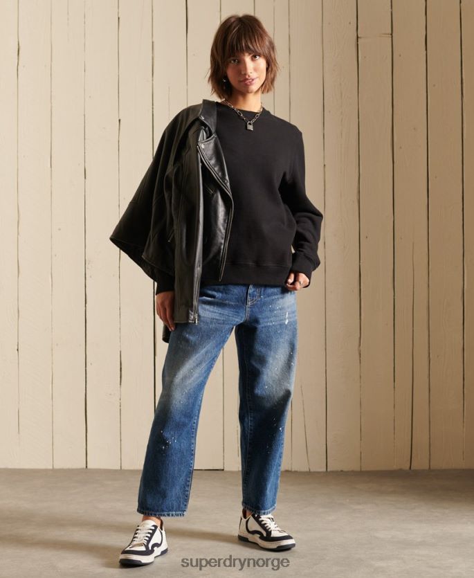 Superdry svart klær 86P46D5814 vintage sweatshirt med logobesetning i økologisk bomull kvinner